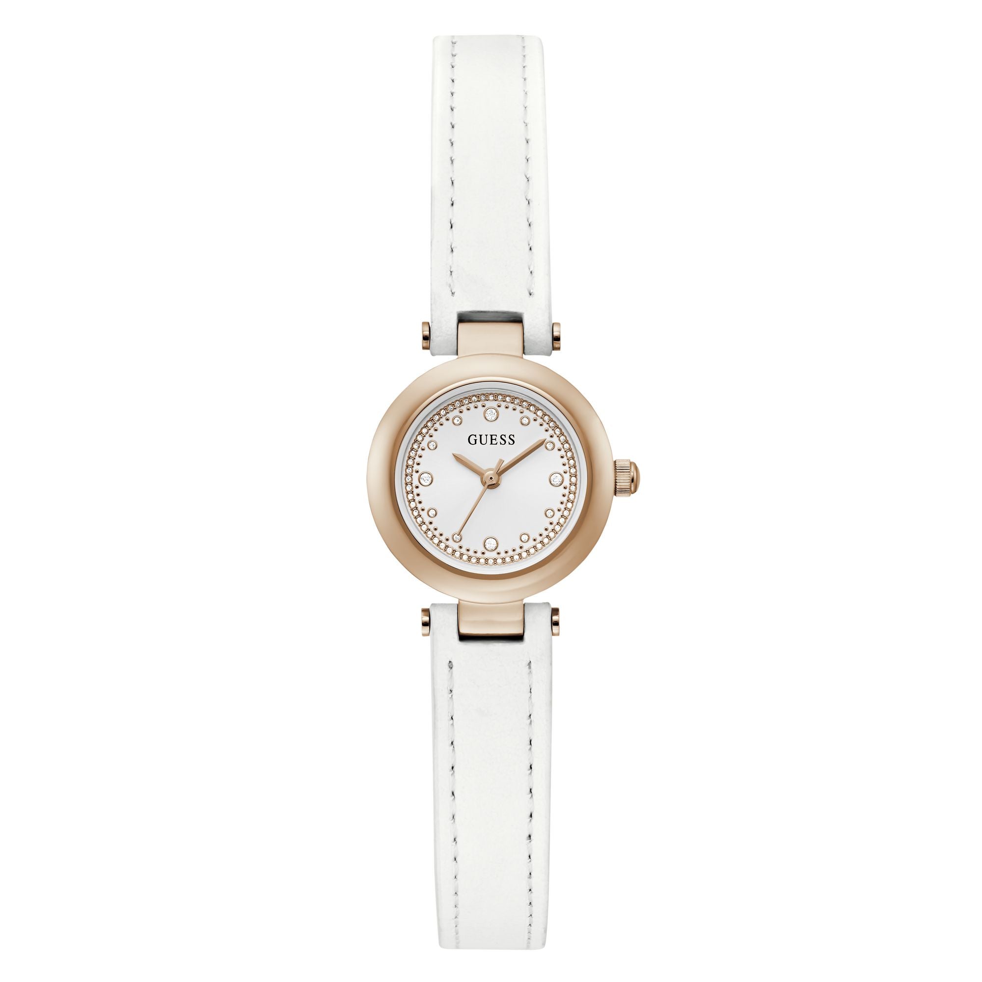 Guess Ophelia Leather White Round Dial Quartz Analog Women Watch Watch Guess