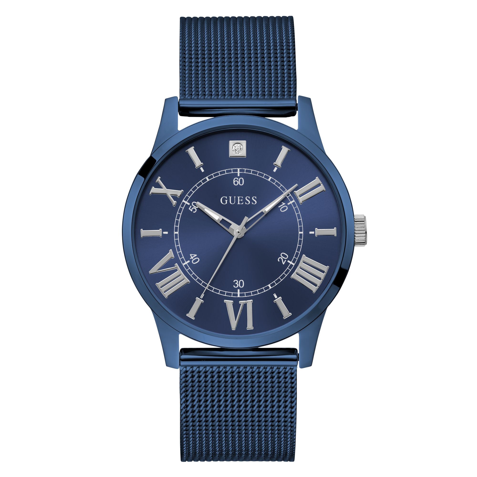 Guess Briefcase Blue Round Dial Quartz Analog Men Watch Watch Guess