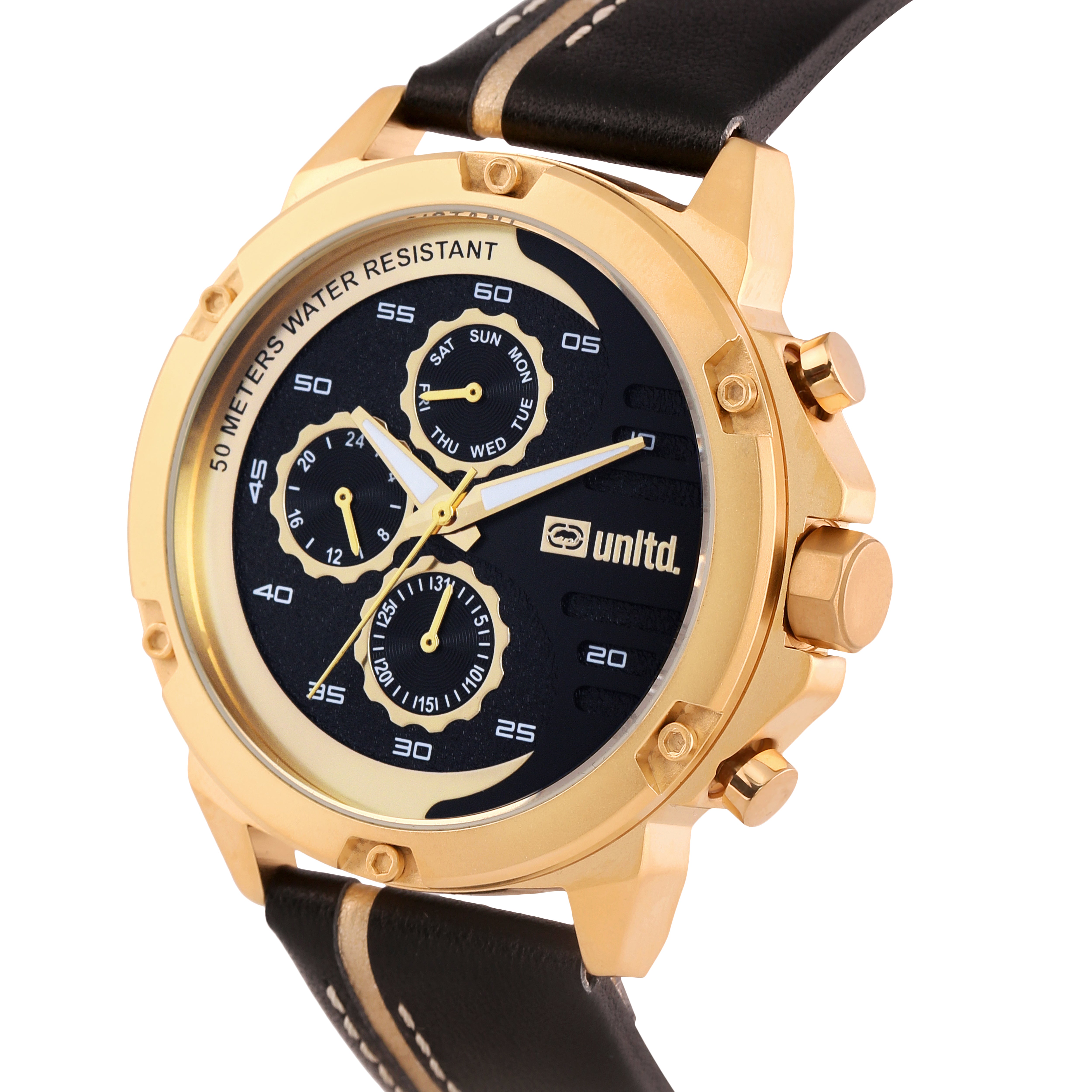 Unltd. By Timex Group Leather Black Round Dial Quartz Analog Men Watch Watch Unltd.