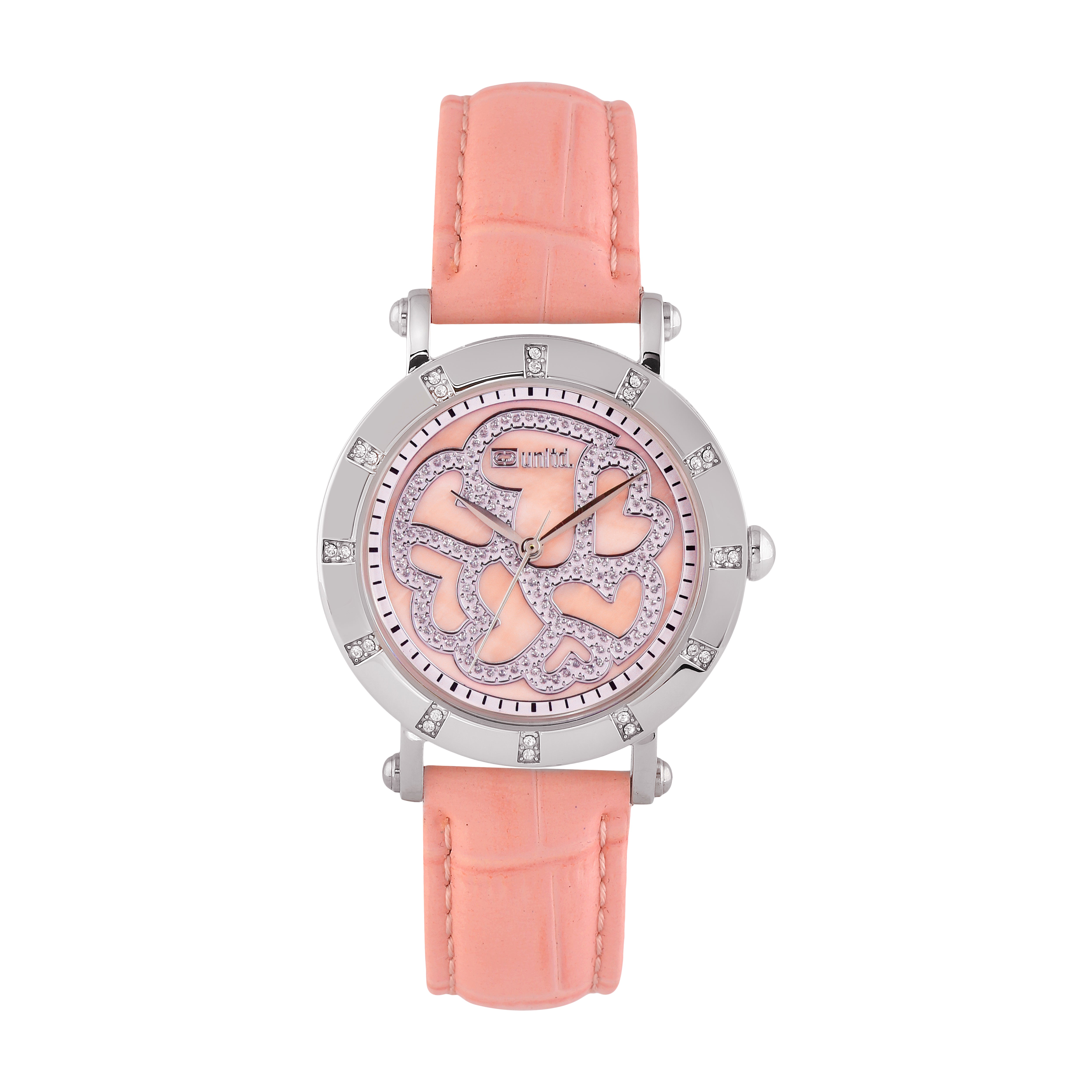 Unltd. By Timex Group Leather Pink Round Dial Quartz Analog Women Watch Watch Unltd.