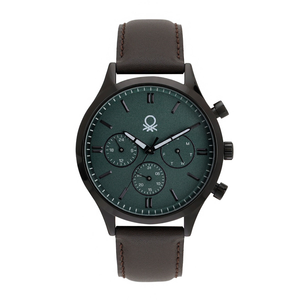 United Colors Of Benetton Leather Green Round Dial Quartz Analog Men Watch