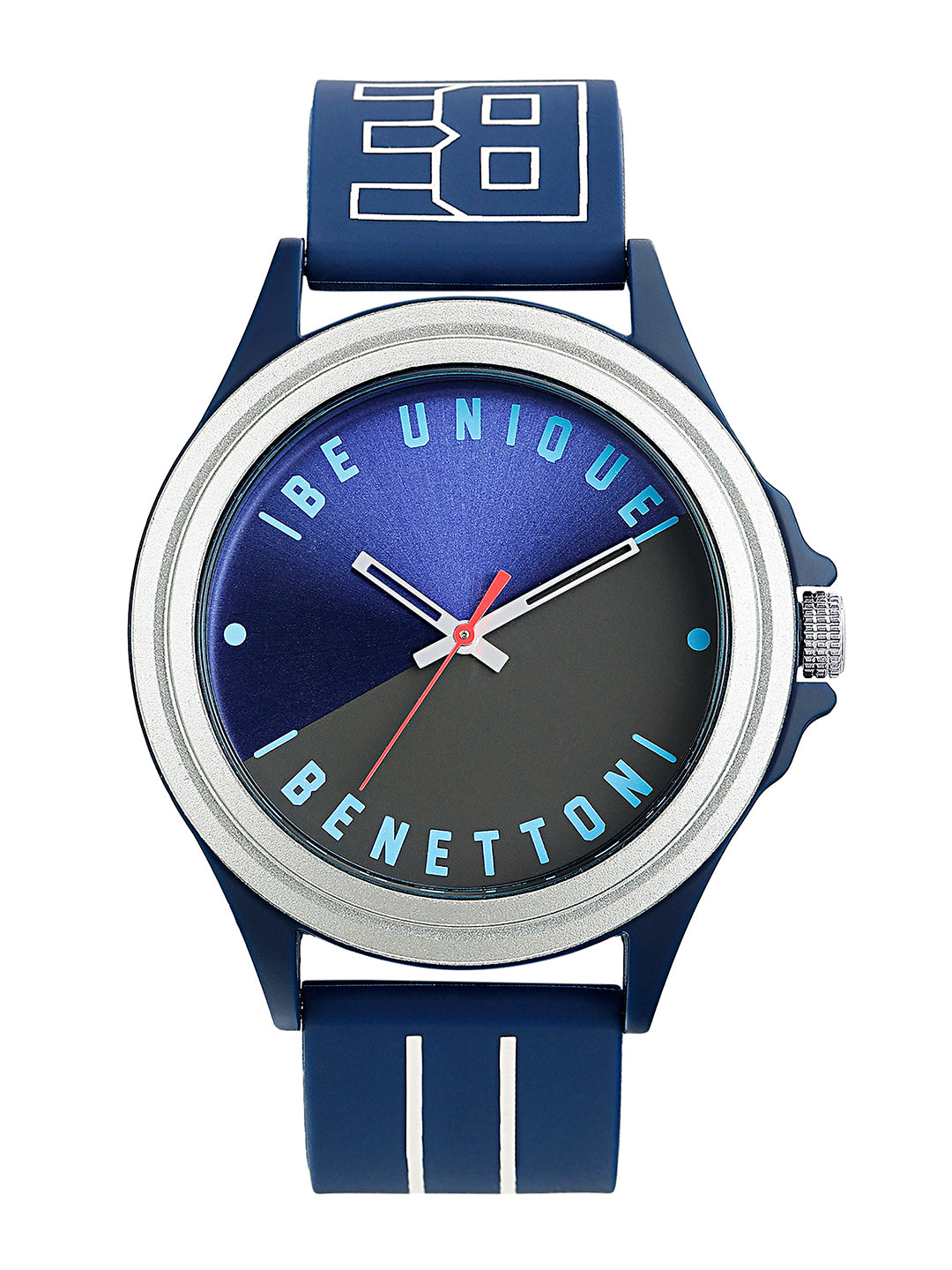 United Colors Of Benetton Blue & Black Round Dial Quartz Analog Men Watch