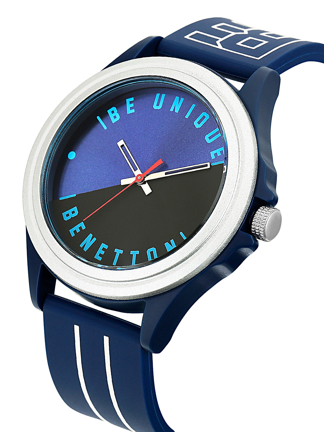 United Colors Of Benetton Blue & Black Round Dial Quartz Analog Men Watch