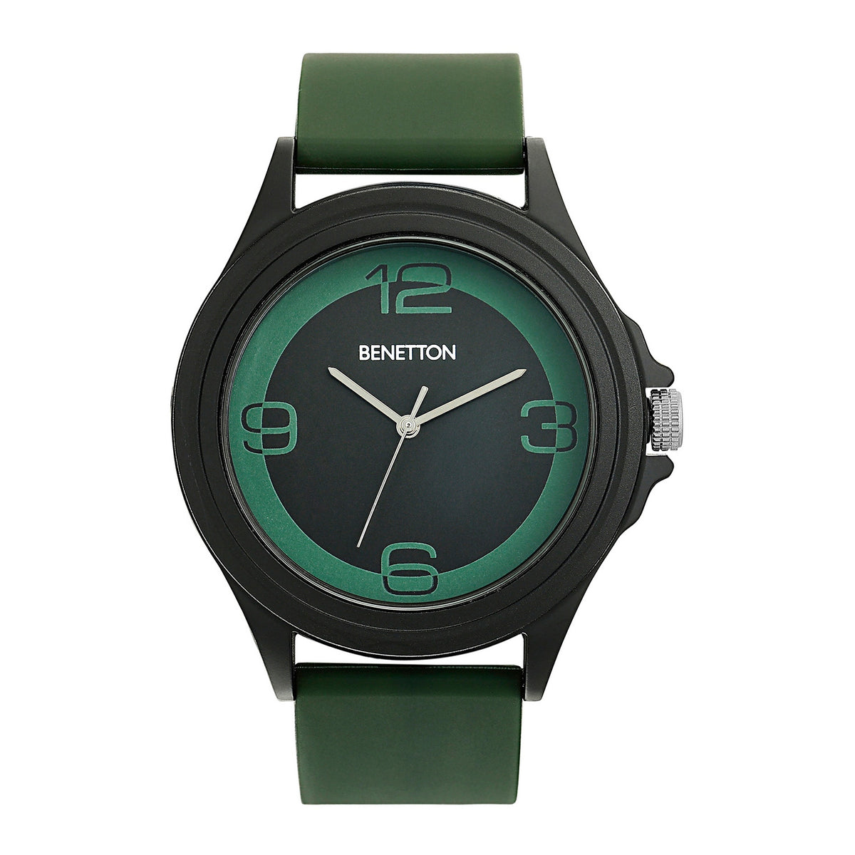United Colors Of Benetton Black & Green Round Dial Quartz Analog Men Watch