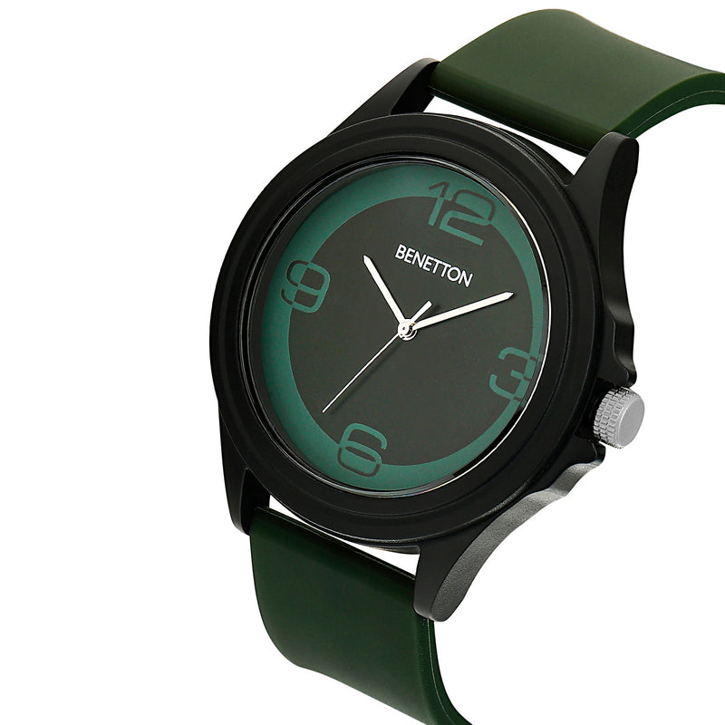 United Colors Of Benetton Black & Green Round Dial Quartz Analog Men Watch Watch United Colors Of Benetton