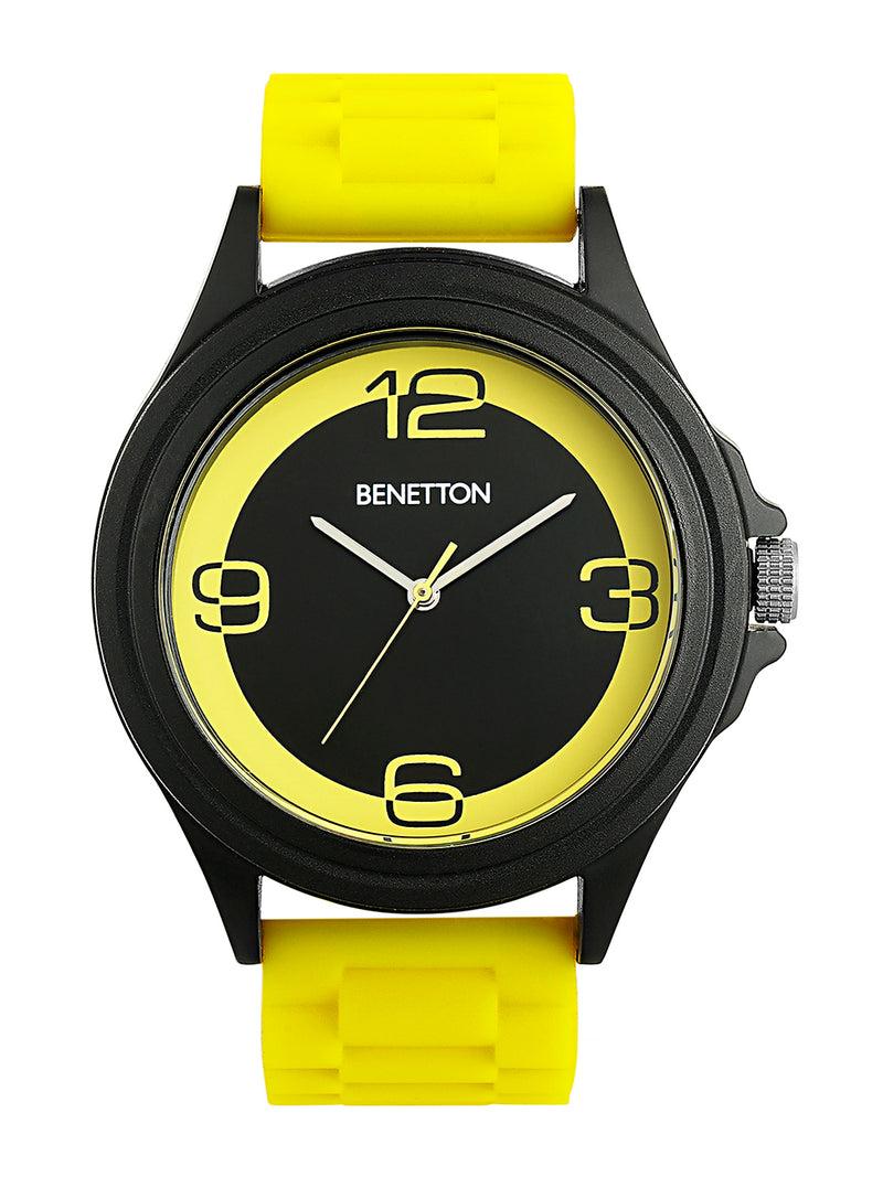 United Colors Of Benetton Black & Yellow Round Dial Quartz Analog Women Watch Watch United Colors Of Benetton