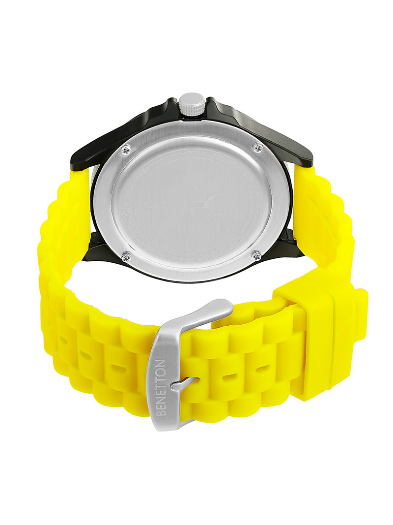 United Colors Of Benetton Black & Yellow Round Dial Quartz Analog Women Watch Watch United Colors Of Benetton
