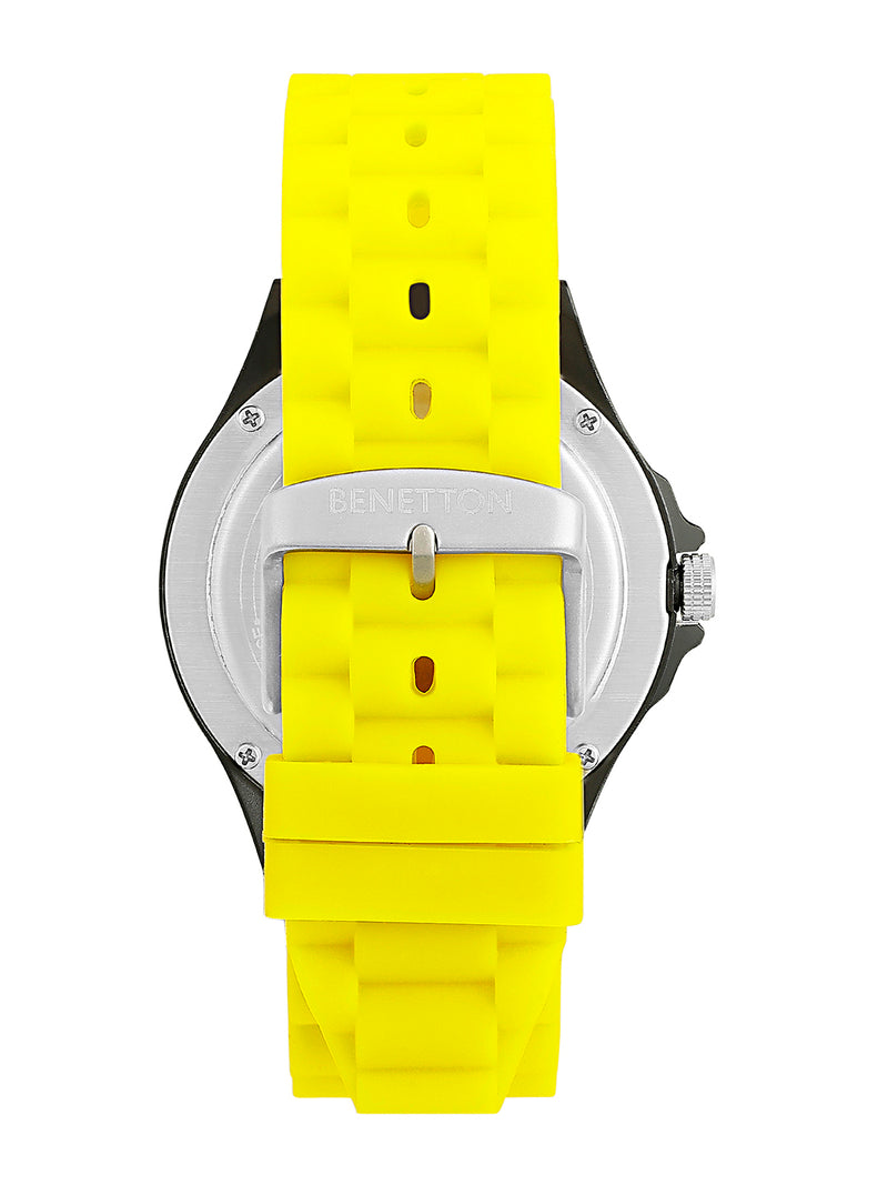 United Colors Of Benetton Black & Yellow Round Dial Quartz Analog Women Watch Watch United Colors Of Benetton