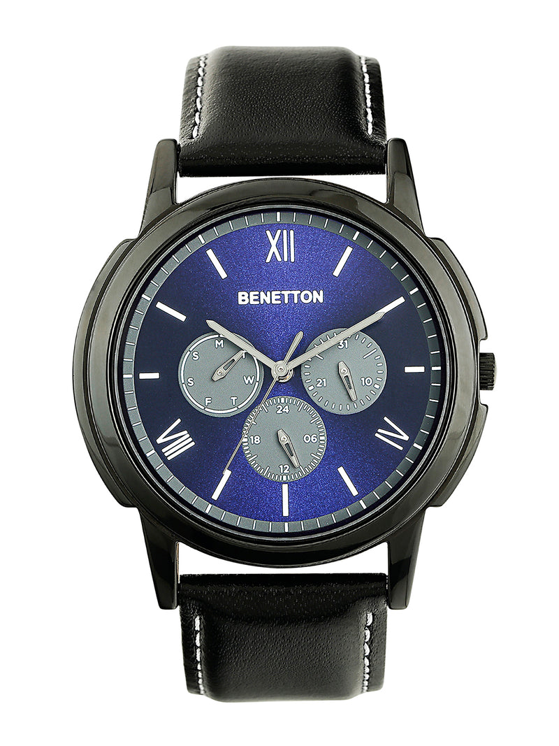 United Colors Of Benetton Leather Blue Round Dial Quartz Analog Men Watch Watch United Colors Of Benetton