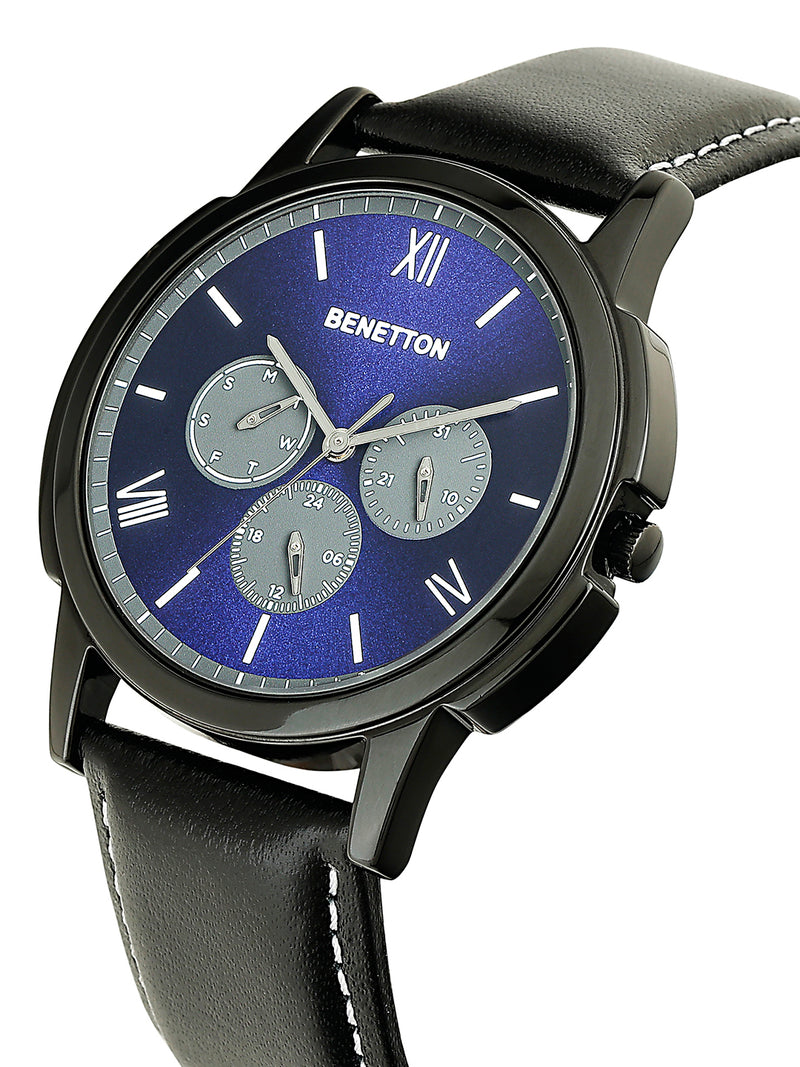 United Colors Of Benetton Leather Blue Round Dial Quartz Analog Men Watch Watch United Colors Of Benetton