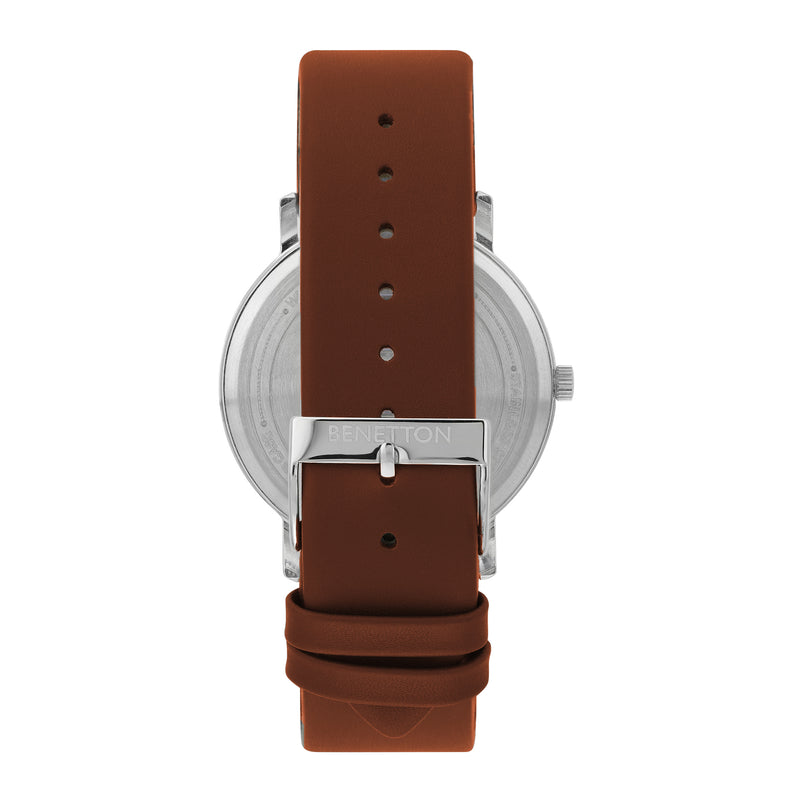 United Colors Of Benetton Leather Grey Round Dial Quartz Analog Men Watch Watch United Colors Of Benetton