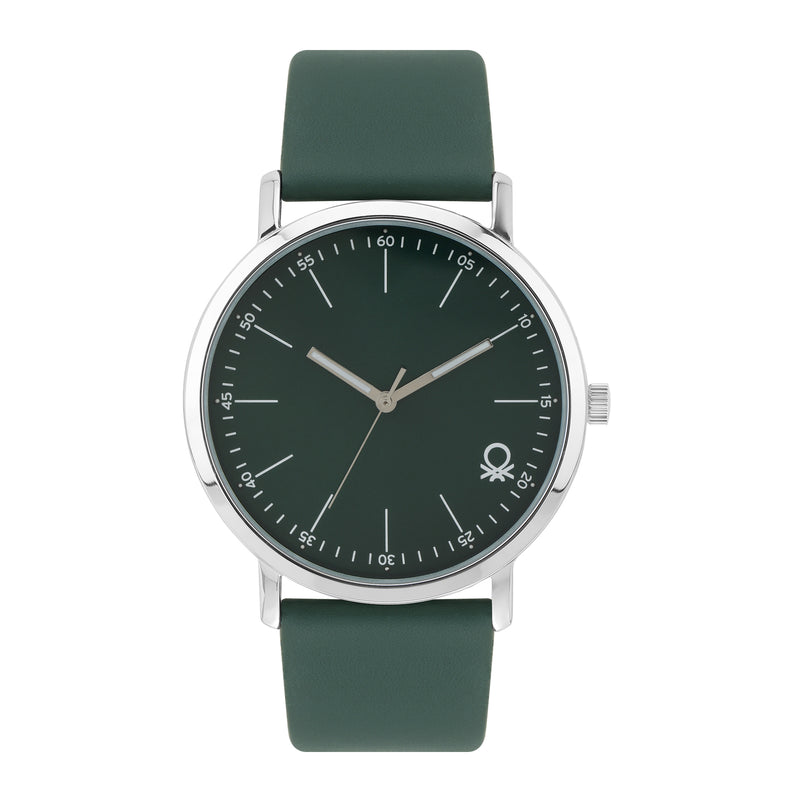 United Colors Of Benetton Leather Green Round Dial Quartz Analog Men Watch Watch United Colors Of Benetton