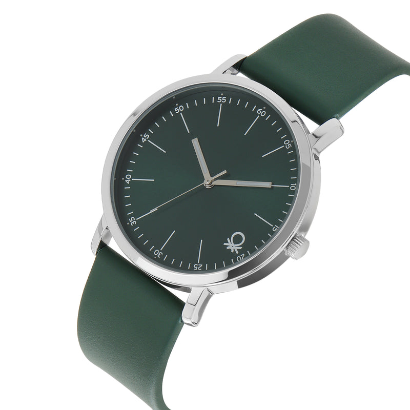 United Colors Of Benetton Leather Green Round Dial Quartz Analog Men Watch Watch United Colors Of Benetton