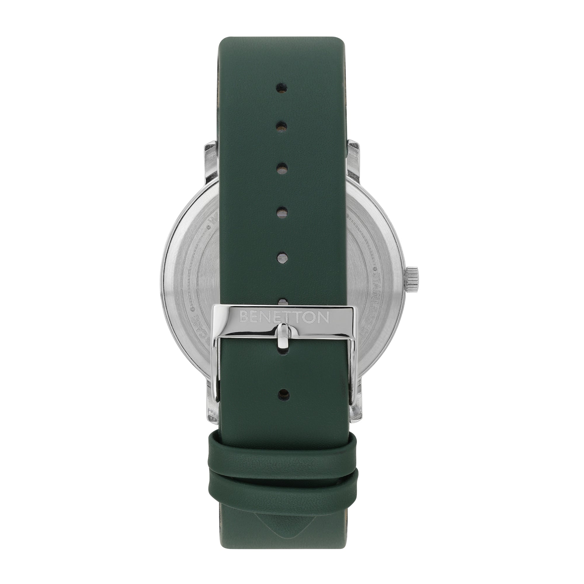 United Colors Of Benetton Leather Green Round Dial Quartz Analog Men Watch