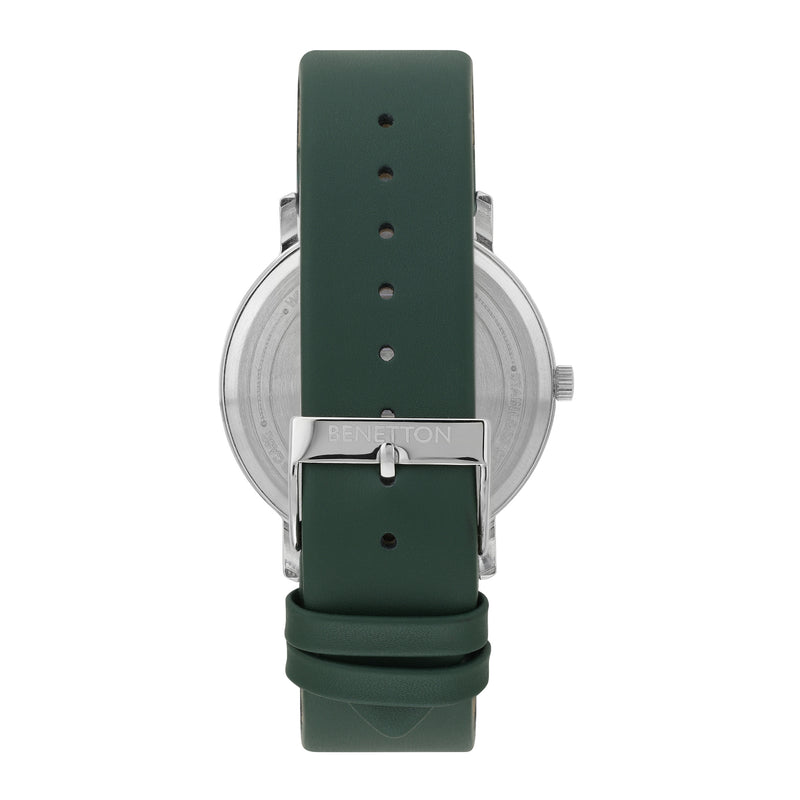 United Colors Of Benetton Leather Green Round Dial Quartz Analog Men Watch Watch United Colors Of Benetton