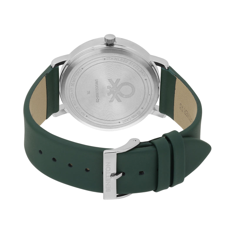 United Colors Of Benetton Leather Green Round Dial Quartz Analog Men Watch Watch United Colors Of Benetton