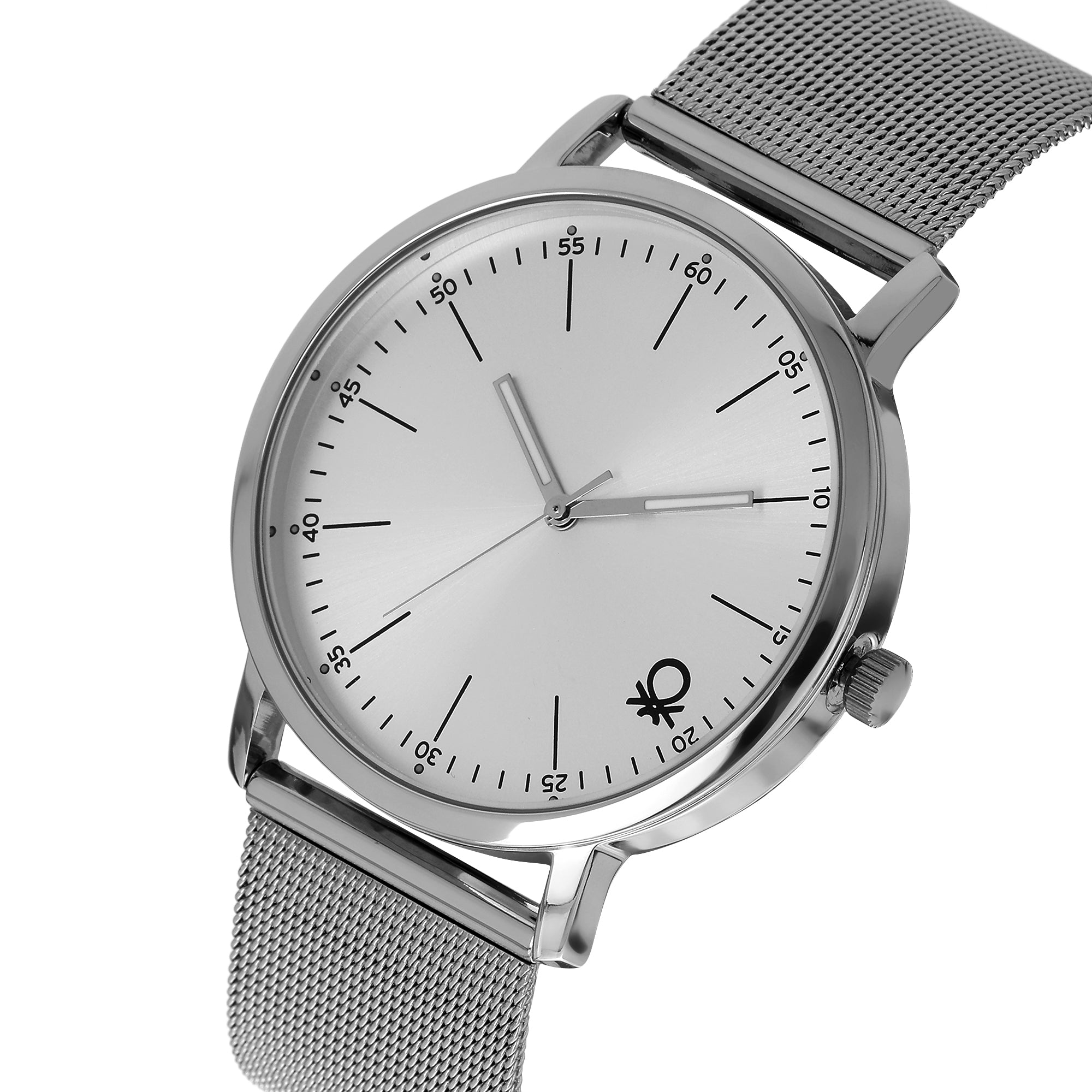 United Colors Of Benetton Silver Round Dial Quartz Analog Men Watch