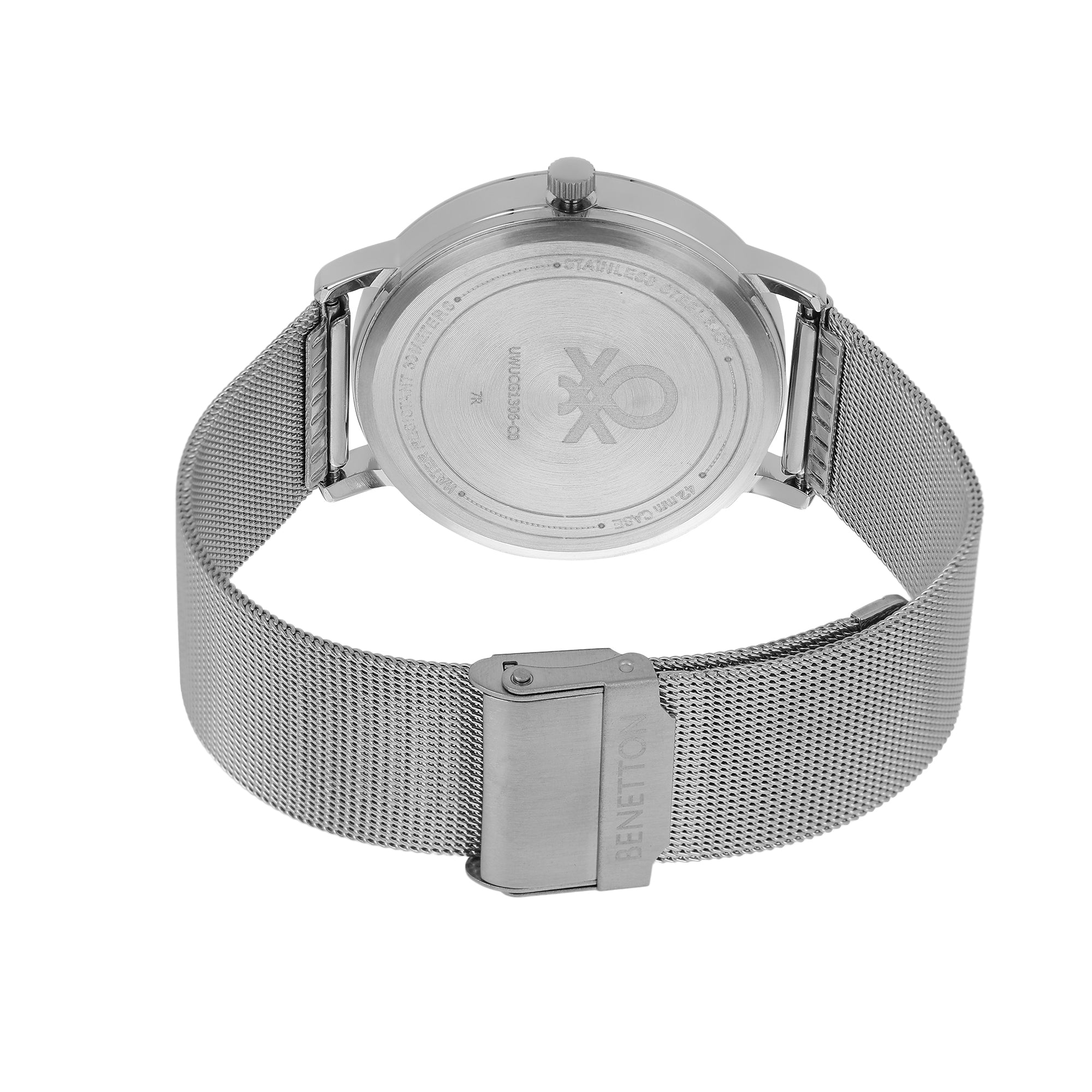 United Colors Of Benetton Silver Round Dial Quartz Analog Men Watch