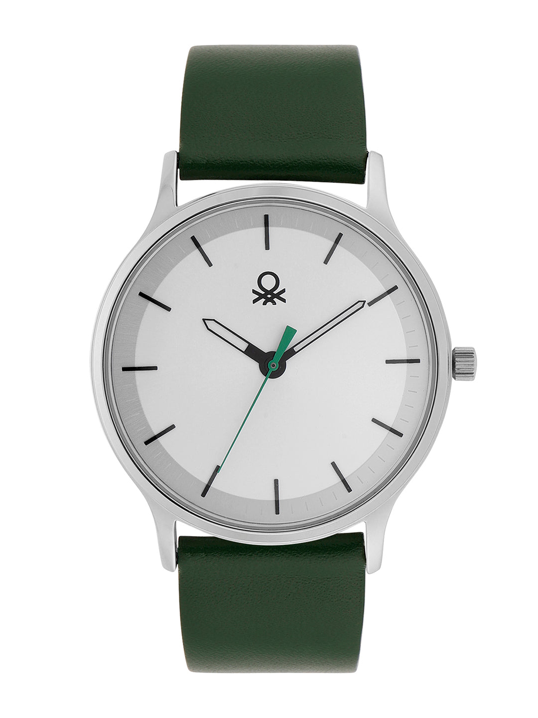 United Colors Of Benetton Iconic Leather Silver Round Dial Analog Men Watch