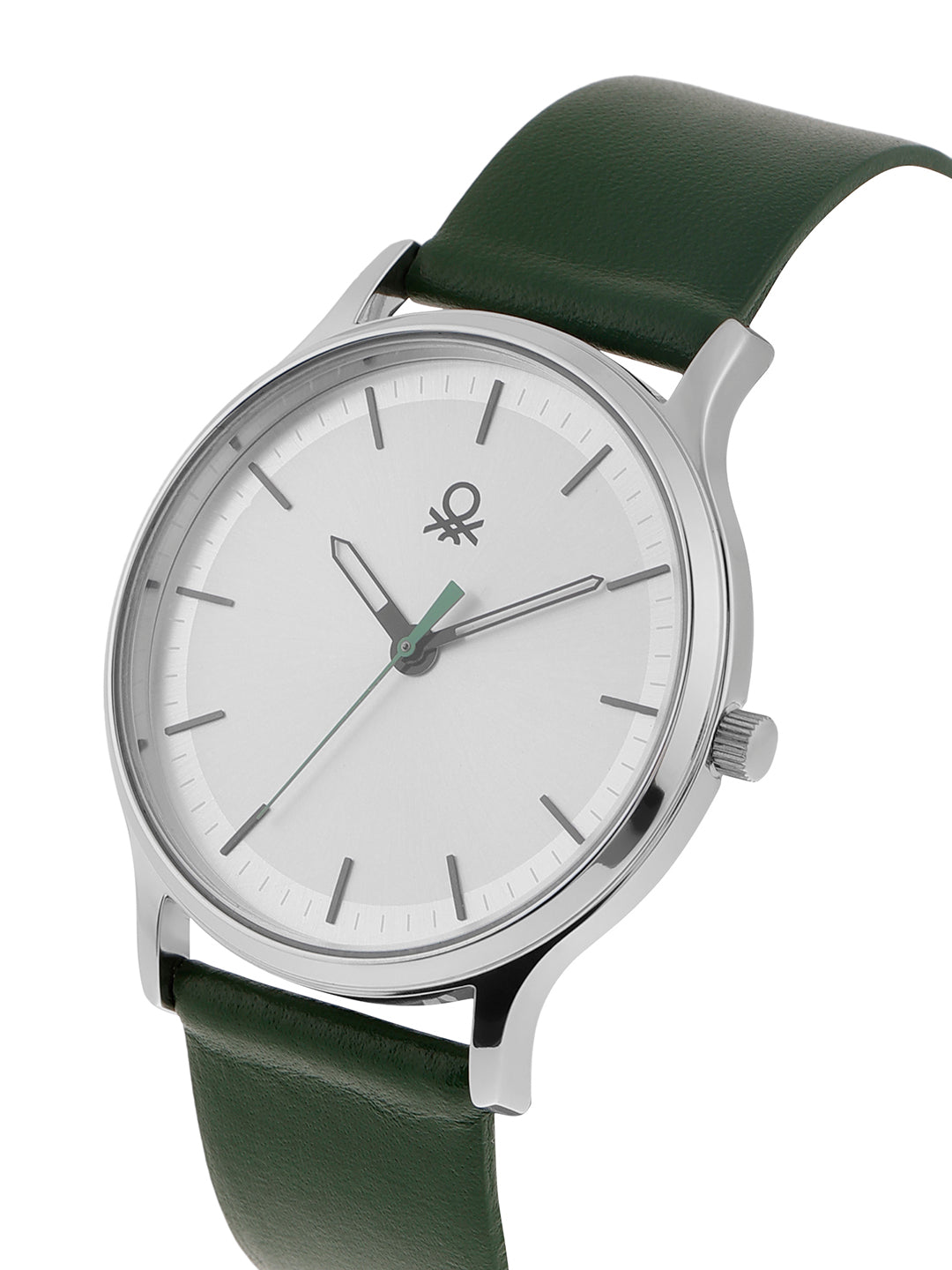 United Colors Of Benetton Iconic Leather Silver Round Dial Analog Men Watch