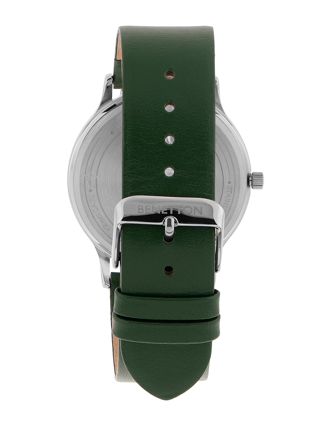 United Colors Of Benetton Iconic Leather Silver Round Dial Analog Men Watch