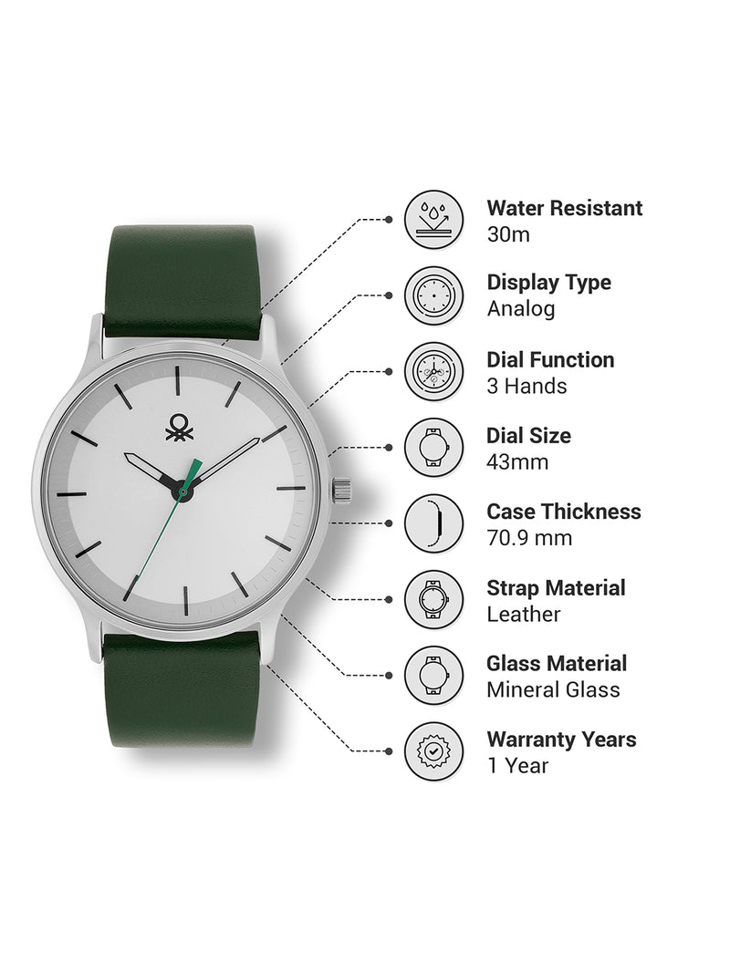 United Colors Of Benetton Iconic Leather Silver Round Dial Analog Men Watch Watch United Colors Of Benetton