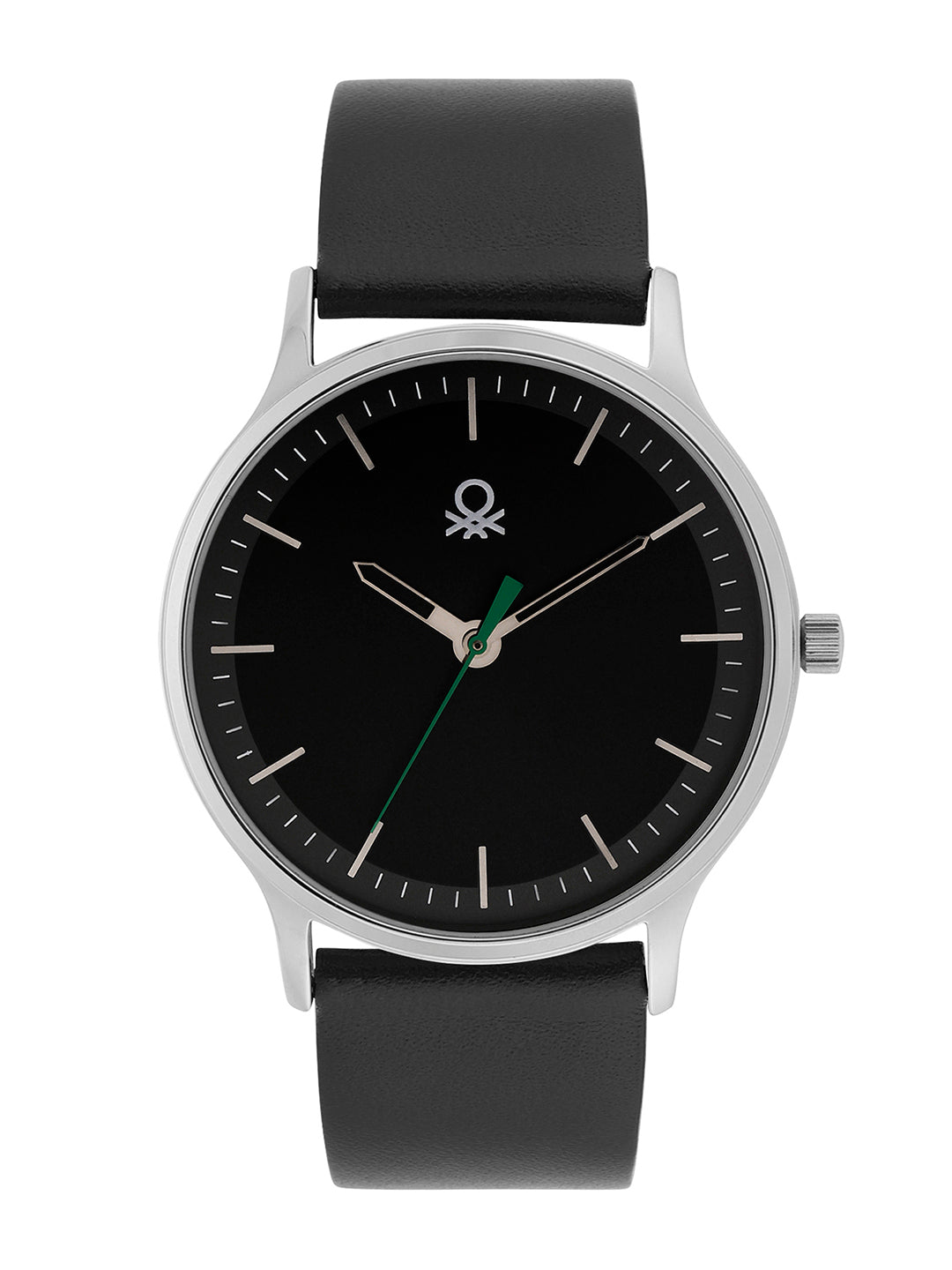 United Colors Of Benetton Iconic Leather Black Round Dial Analog Men Watch