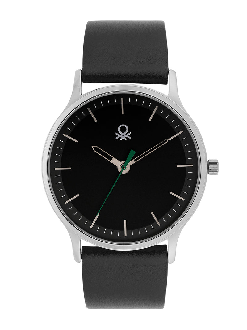 United Colors Of Benetton Iconic Leather Black Round Dial Analog Men Watch Watch United Colors Of Benetton