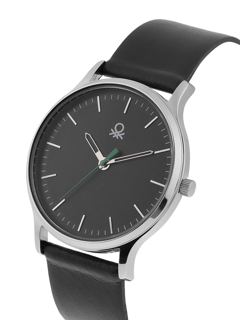 United Colors Of Benetton Iconic Leather Black Round Dial Analog Men Watch Watch United Colors Of Benetton