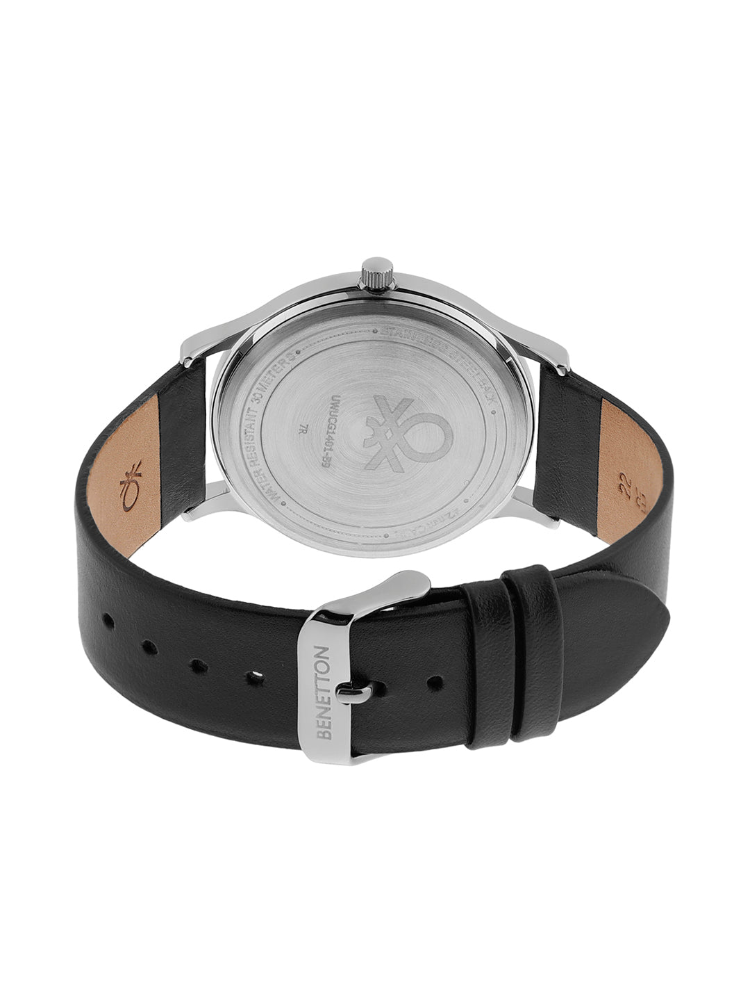 United Colors Of Benetton Iconic Leather Black Round Dial Analog Men Watch