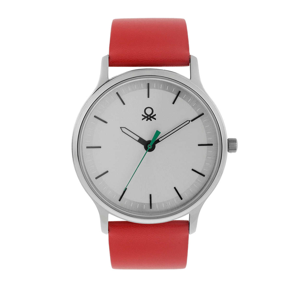 United Colors Of Benetton Leather Silver Round Dial Quartz Analog Men Watch