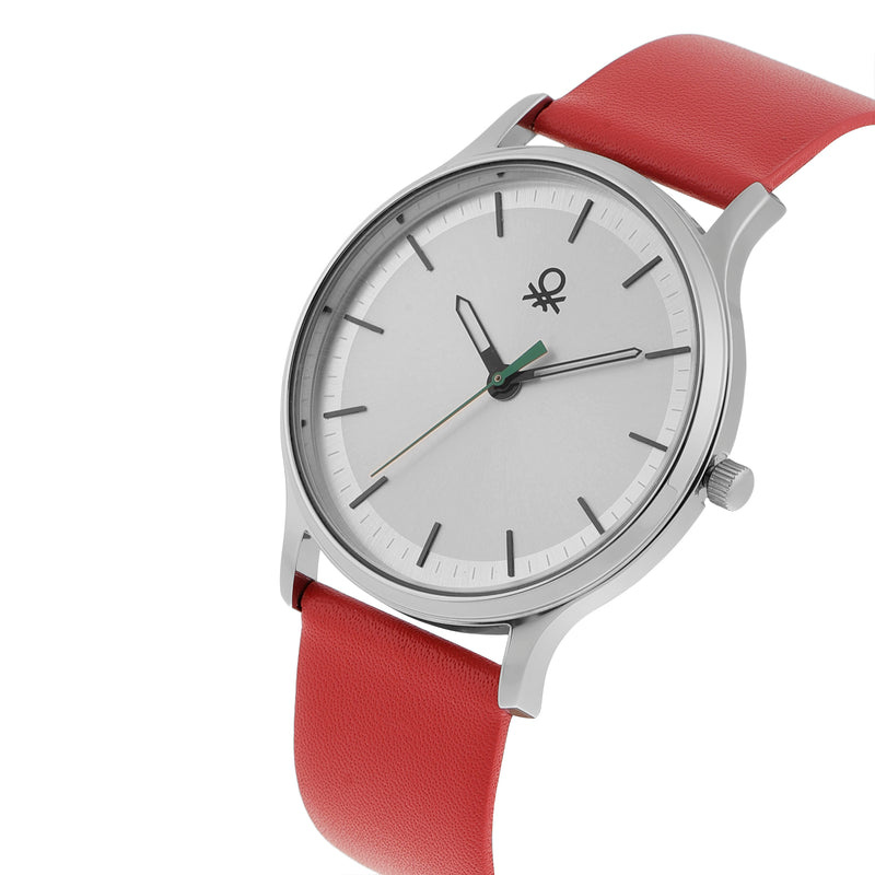 United Colors Of Benetton Leather Silver Round Dial Quartz Analog Men Watch Watch United Colors Of Benetton