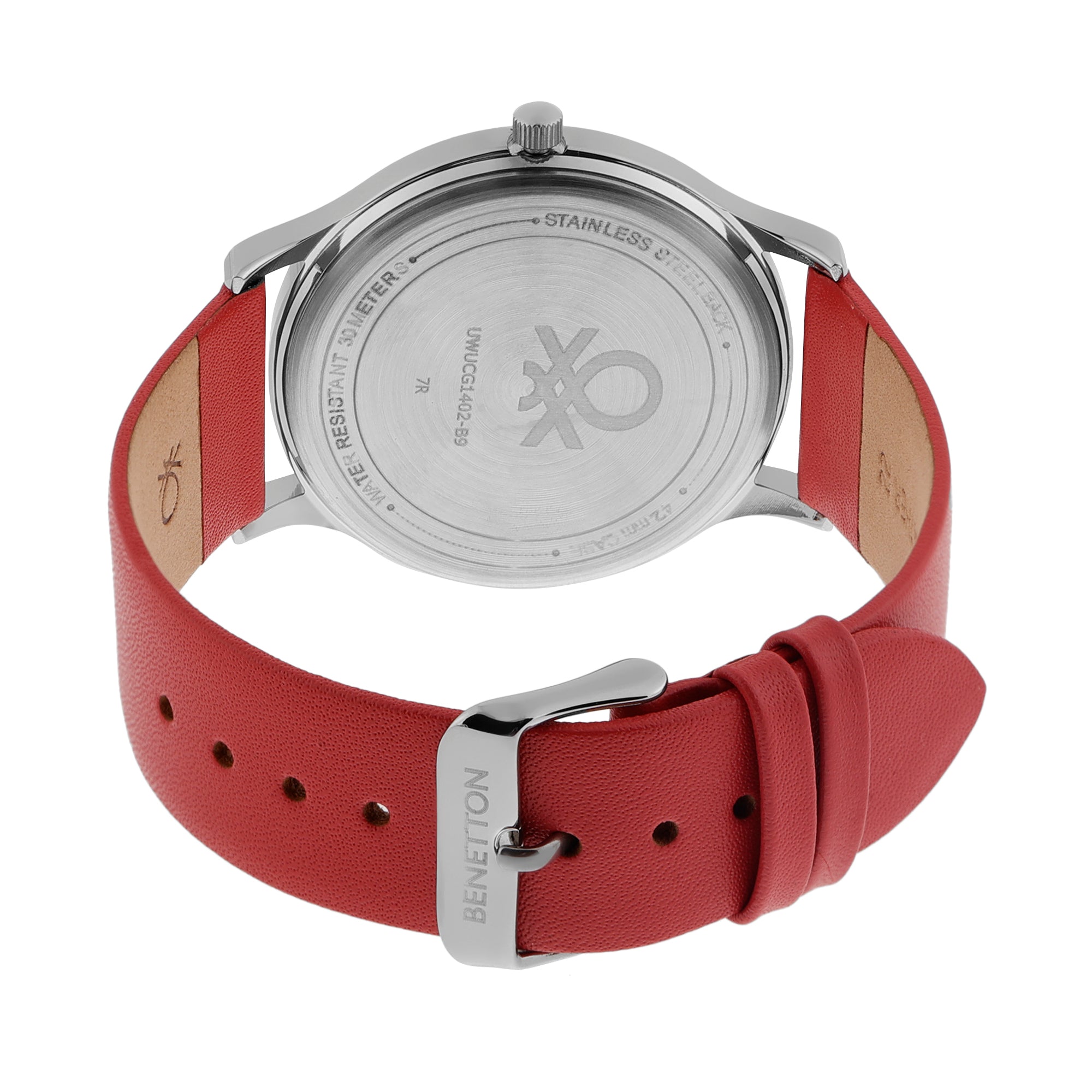 United Colors Of Benetton Leather Silver Round Dial Quartz Analog Men Watch