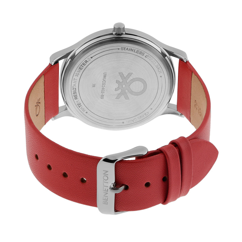 United Colors Of Benetton Leather Silver Round Dial Quartz Analog Men Watch Watch United Colors Of Benetton