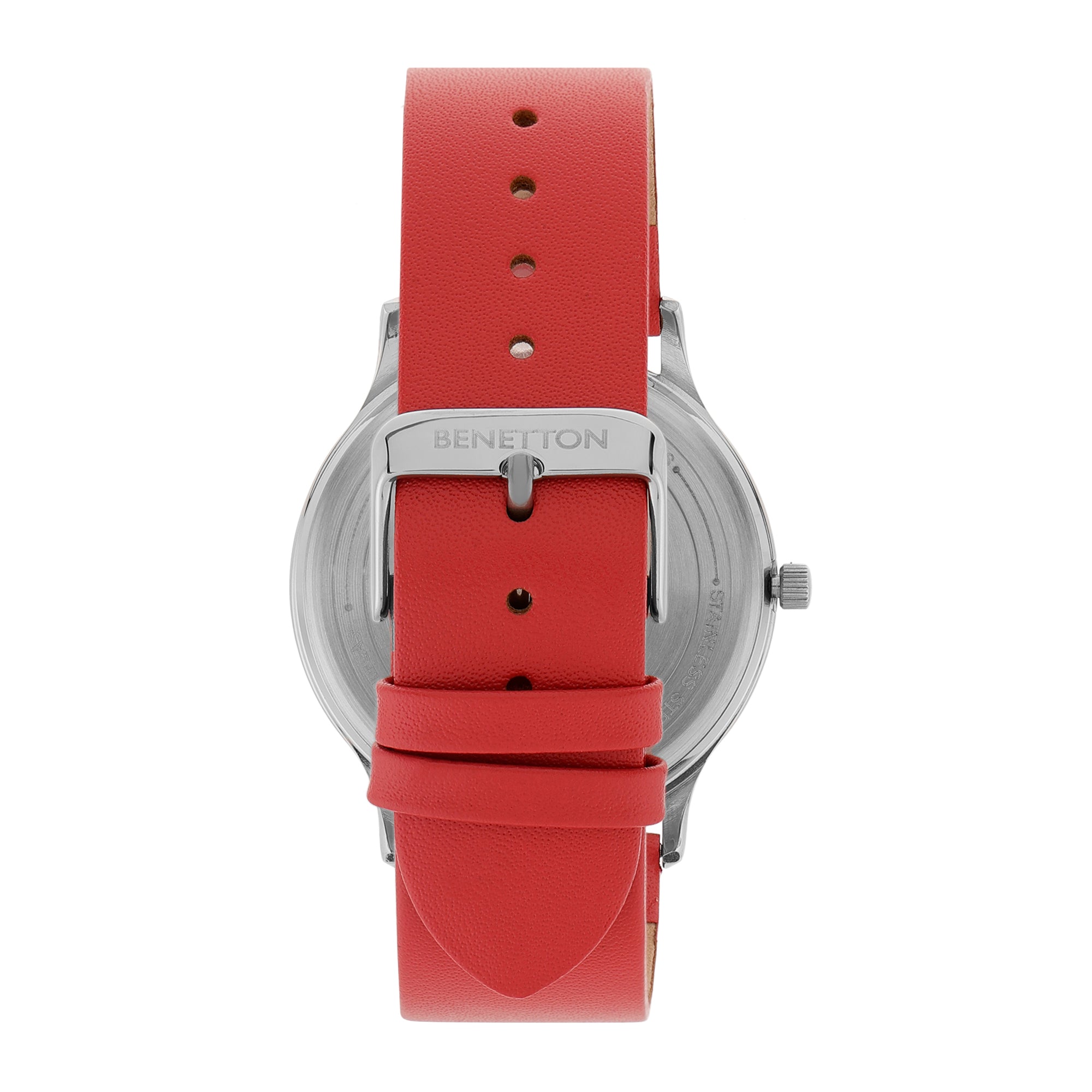 United Colors Of Benetton Leather Silver Round Dial Quartz Analog Men Watch