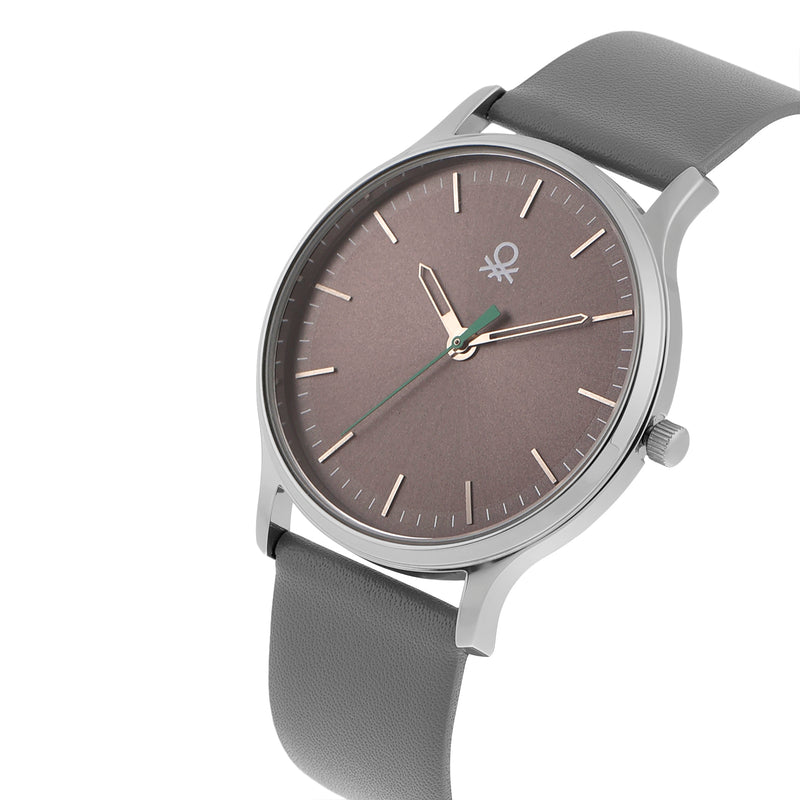 United Colors Of Benetton Leather Grey Round Dial Quartz Analog Men Watch Watch United Colors Of Benetton