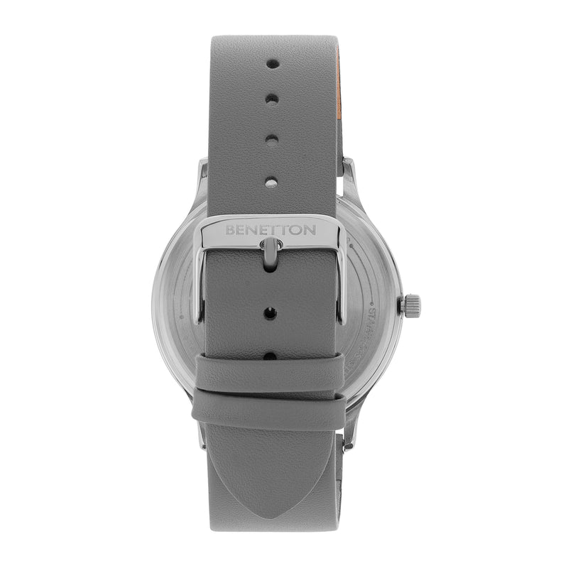 United Colors Of Benetton Leather Grey Round Dial Quartz Analog Men Watch Watch United Colors Of Benetton
