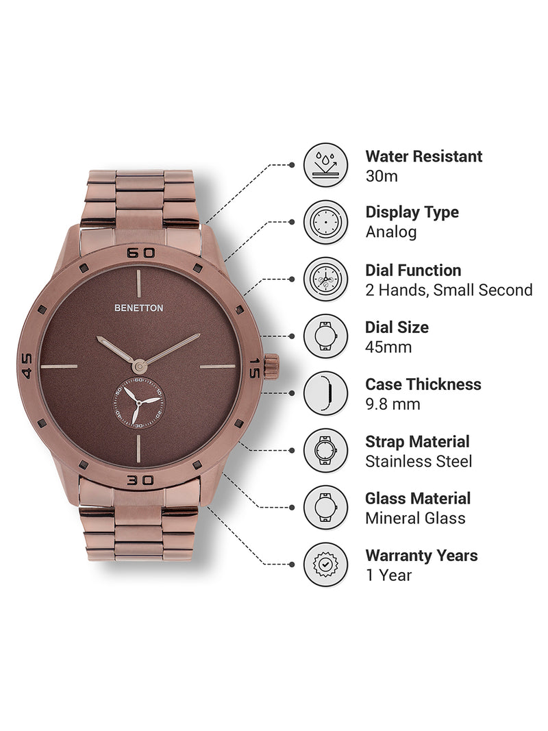 United Colors Of Benetton Iconic Brown Round Dial Analog Men Watch Watch United Colors Of Benetton