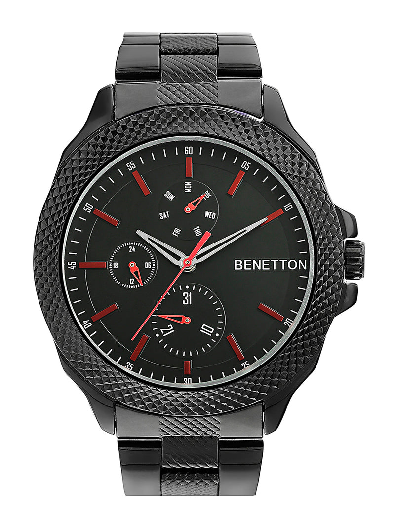 United Colors Of Benetton Black Round Dial Quartz Analog Men Watch Watch United Colors Of Benetton
