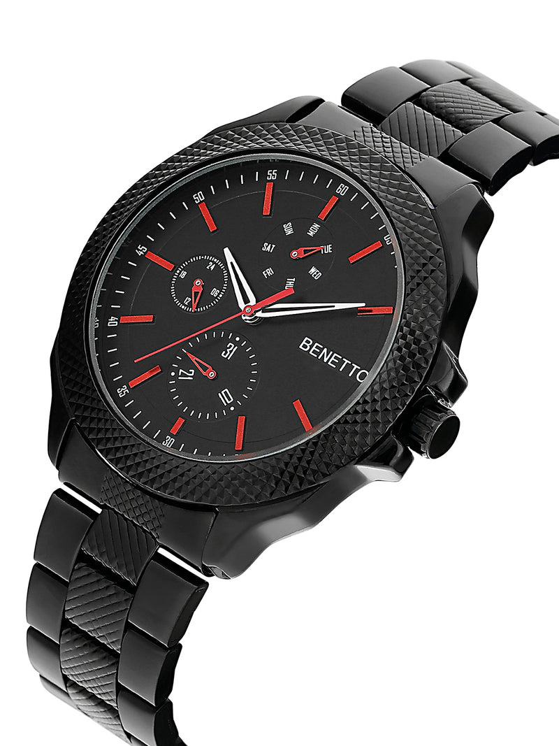 United Colors Of Benetton Black Round Dial Quartz Analog Men Watch Watch United Colors Of Benetton
