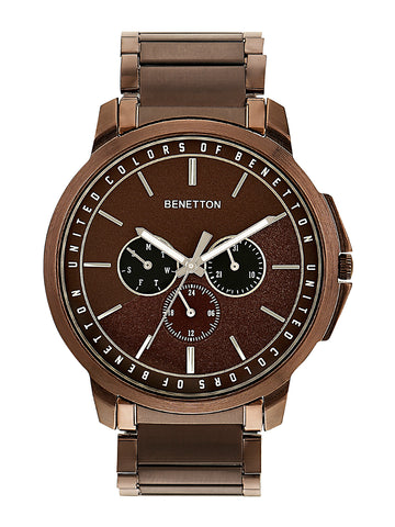 United Colors Of Benetton Brown Round Dial Quartz Analog Men Watch Watch United Colors Of Benetton