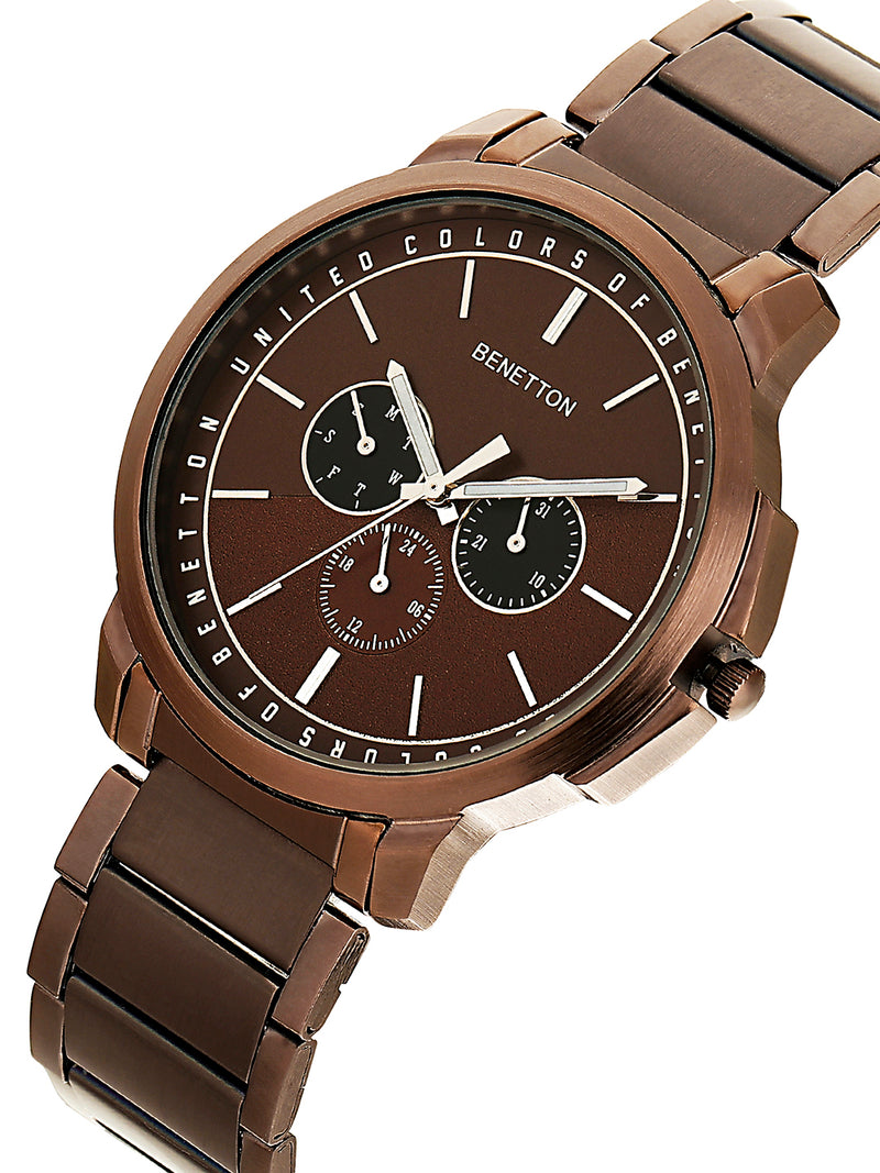 United Colors Of Benetton Brown Round Dial Quartz Analog Men Watch Watch United Colors Of Benetton