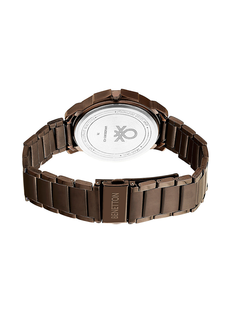 United Colors Of Benetton Brown Round Dial Quartz Analog Men Watch Watch United Colors Of Benetton