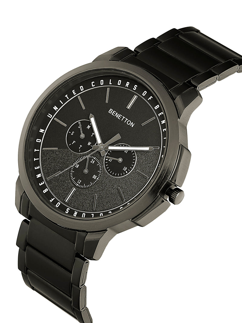 United Colors Of Benetton Black Round Dial Quartz Analog Men Watch Watch United Colors Of Benetton