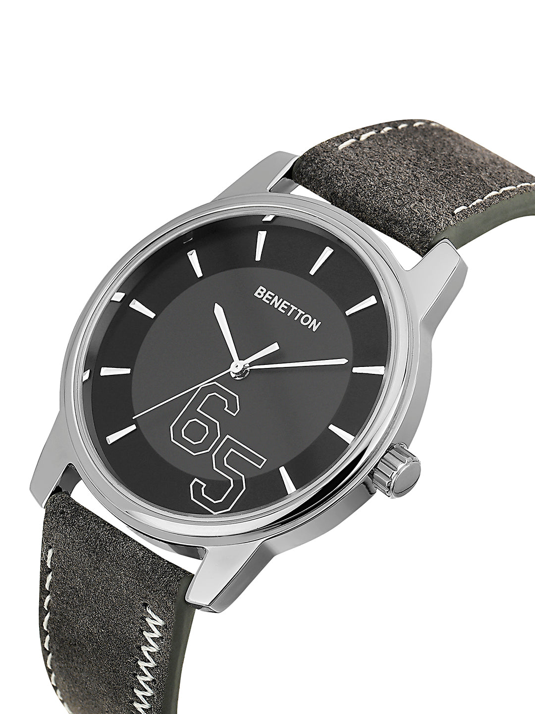 United Colors Of Benetton Leather Black Round Dial Quartz Analog Men Watch Watch United Colors Of Benetton