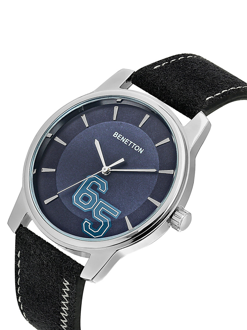 United Colors Of Benetton Leather Blue Round Dial Quartz Analog Men Watch Watch United Colors Of Benetton