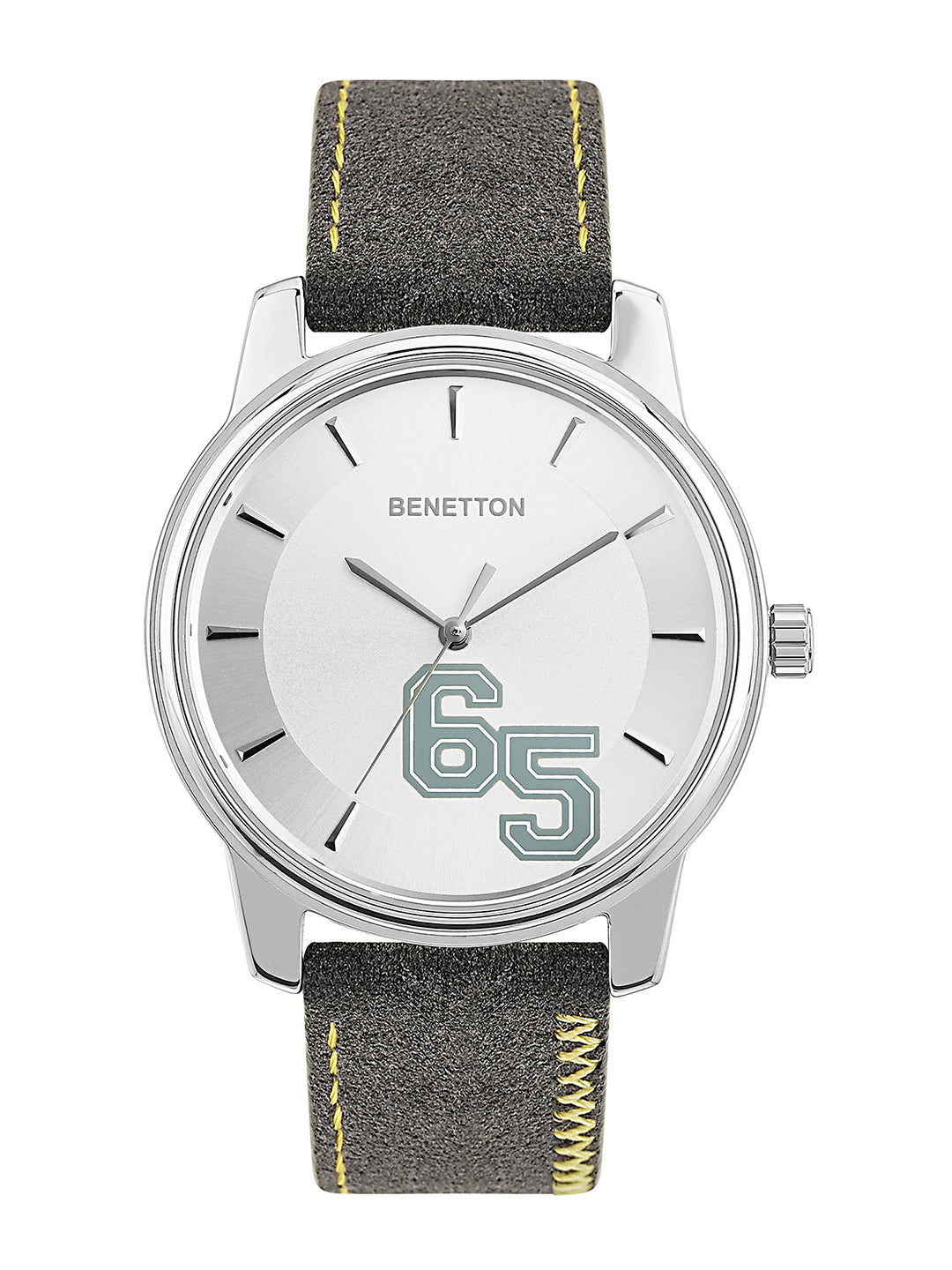 United Colors Of Benetton Leather Silver Round Dial Quartz Analog Men Watch Watch United Colors Of Benetton