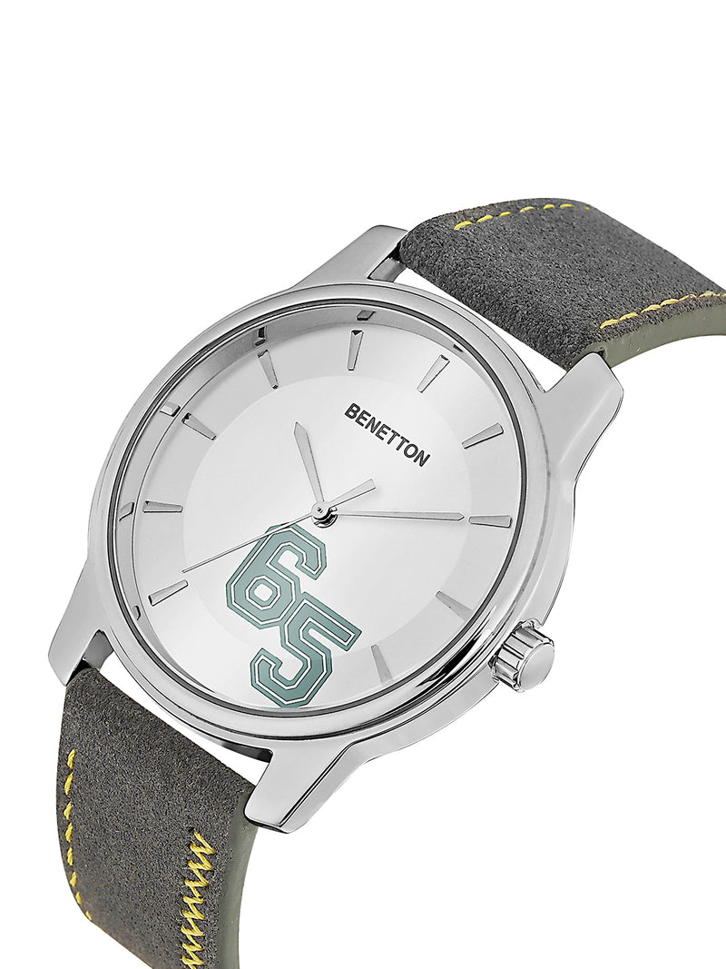United Colors Of Benetton Leather Silver Round Dial Quartz Analog Men Watch Watch United Colors Of Benetton