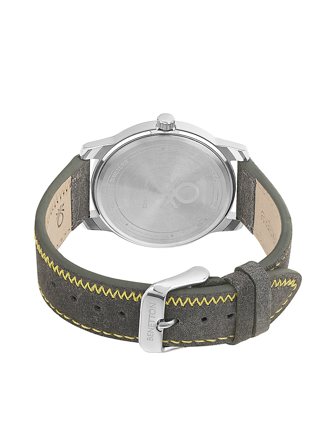United Colors Of Benetton Leather Silver Round Dial Quartz Analog Men Watch Watch United Colors Of Benetton