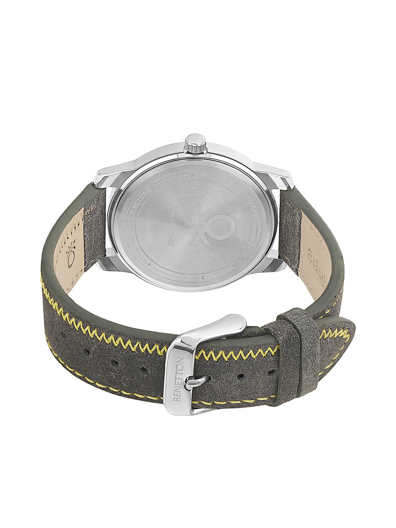 United Colors Of Benetton Leather Silver Round Dial Quartz Analog Men Watch Watch United Colors Of Benetton